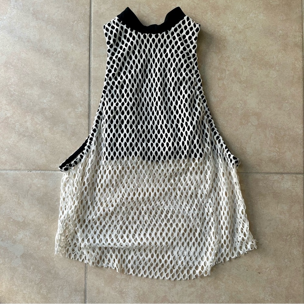 Silence + Noise - Black and White Mesh/Cutout Top